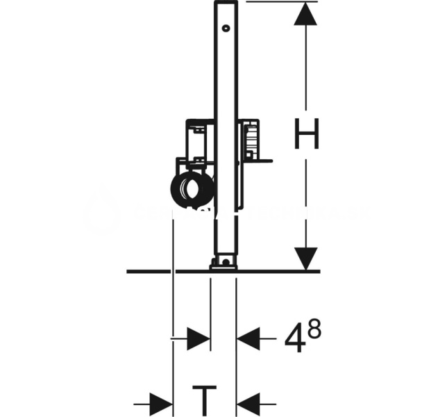 Geberit Duofix pre sprchu, 50 cm, s odtokom v stene, pre výšku poteru v mieste odtoku 90–200 mm 111.591.00.1