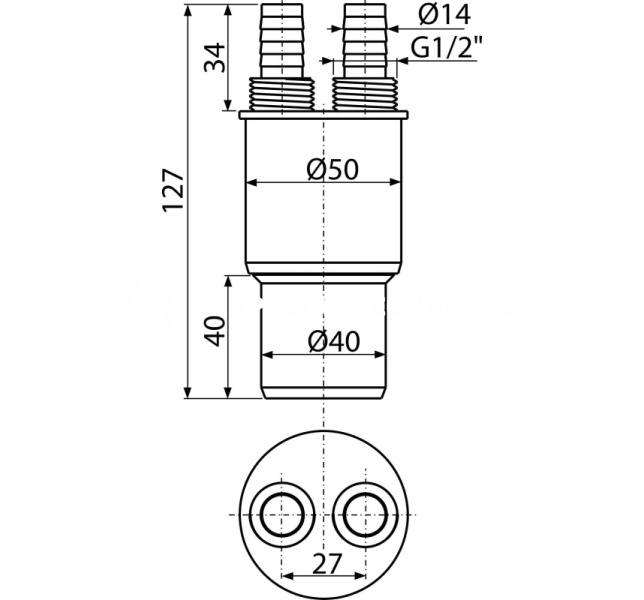 Alcadrain Redukcia napojenia HT 40/50×G1/2" AKS6