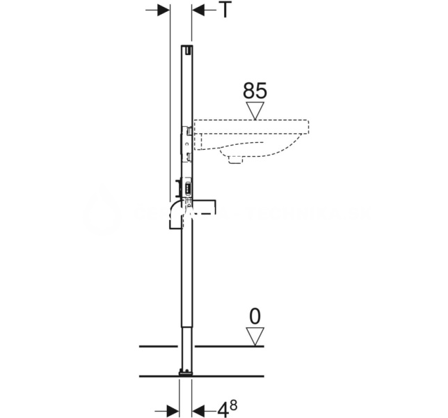 Geberit Duofix pre umývadlo, 112 cm, stojančeková armatúra 111.430.00.1