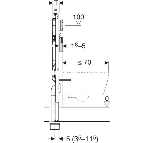 Geberit Duofix pre závesné WC, 114 cm, s podomietkovou splachovacou nádržkou Sigma 8 cm 111.794.00.1