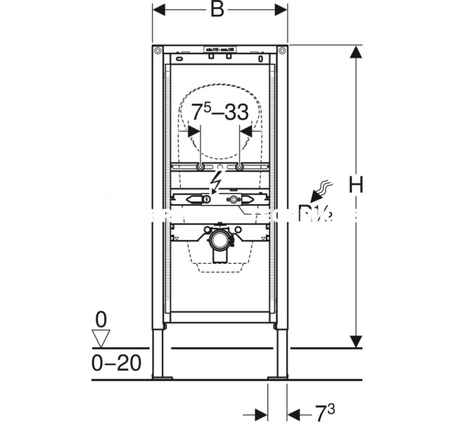 Geberit Duofix pre pisoár, 112–130 cm, univerzálny, pre nadomietkový tlakový splachovač 111.686.00.1