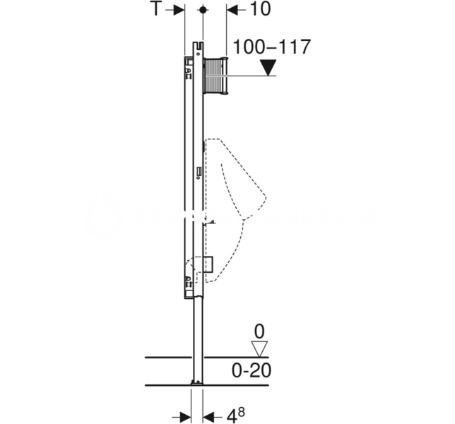 Geberit Duofix pre pisoár, Alpská biela, 112–130 cm, univerzálny, s ovládaním splachovania pisoárov Basic 111.695.11.5