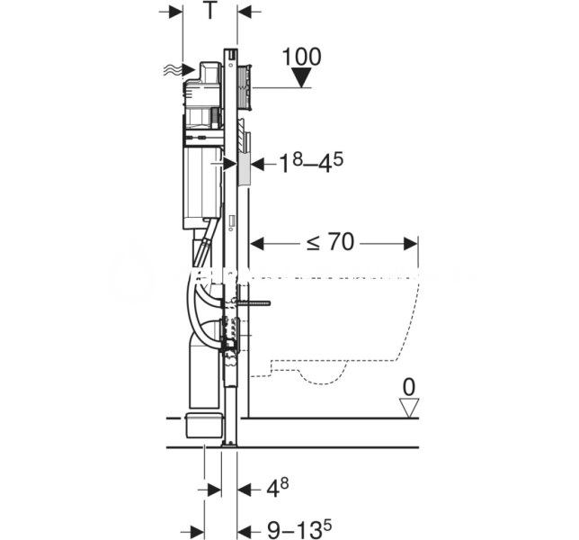 Geberit Duofix pre závesné WC, 112 cm, s podomietkovou splachovacou nádržkou Sigma 12 cm, bezbariérový 111.350.00.5