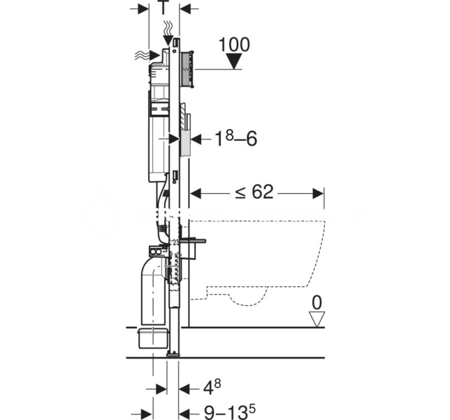 Geberit Duofix pre závesné WC, 112 cm, s podomietkovou splachovacou nádržkou Sigma 12 cm a Power & Connect boxom 111.900.00.5