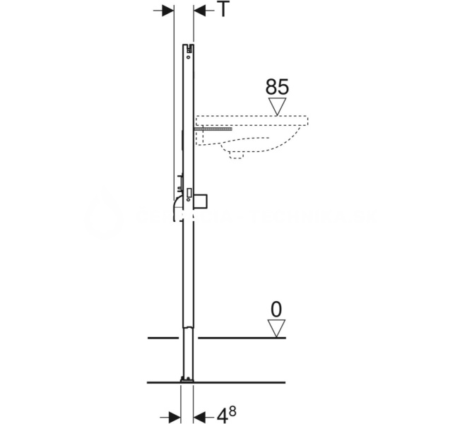 Geberit Duofix pre umývadlo, 112 cm, stojančeková armatúra 111.471.00.1