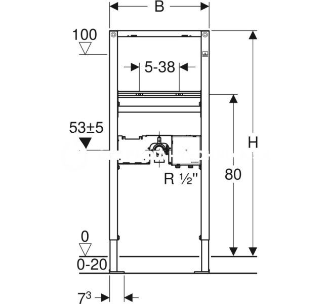 Geberit Duofix pre umývadlo, 112 cm, elektronická stojančeková armatúra s podomietkovou funkčnou krabicou 111.551.00.1