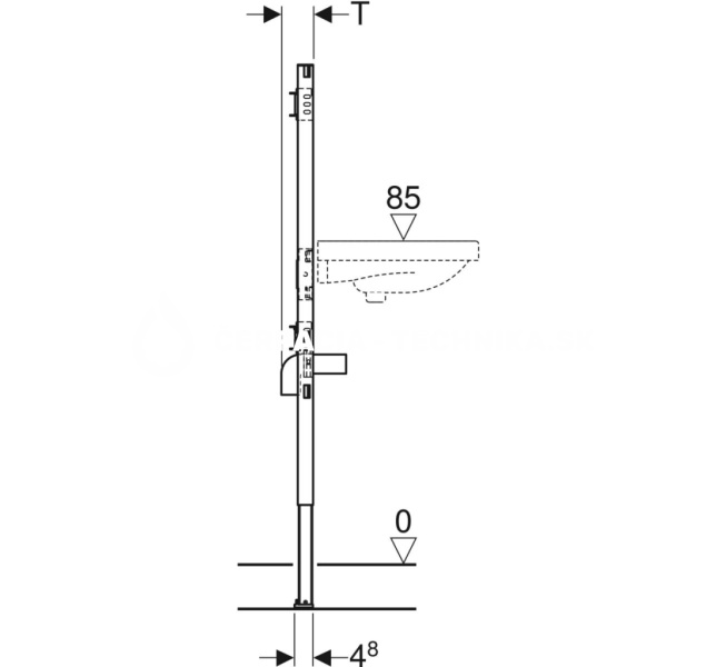 Geberit Duofix pre umývadlo, 130 cm, nadomietková nástenná armatúra 111.437.00.1