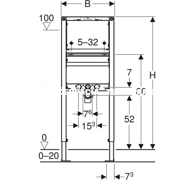 Prvok pre umývadlo Geberit Duofix, 112–130 cm, úzke vyhotovenie, nástenná armatúra podomietková 111.274.00.1