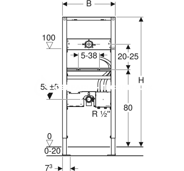 Geberit Duofix pre umývadlo, 130 cm, elektronická nástenná armatúra s podomietkovou funkčnou krabicou 111.558.00.1