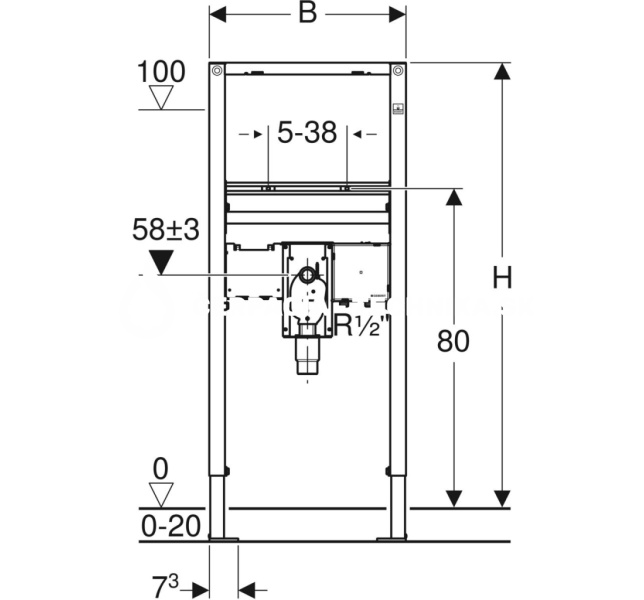 Geberit Duofix pre umývadlo, 112 cm, elektronická stojančeková armatúra s podomietkovou funkčnou krabicou, s podomietkovou zápachovou uzávierkou 111.556.00.1