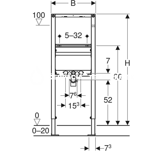 Prvok pre umývadlo Geberit Duofix, 112 cm, úzke vyhotovenie, stojančeková armatúra 111.266.00.1