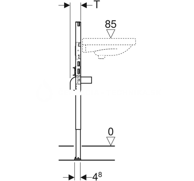 Geberit Duofix pre umývadlo, 82–98 cm, stojančeková armatúra 111.485.00.1