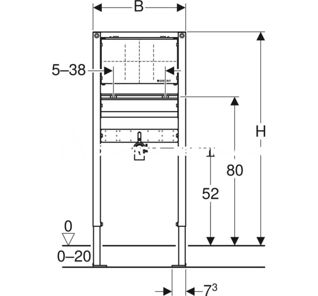 Geberit Duofix pre umývadlo, 112–130 cm, podomietková nástenná armatúra 111.493.00.1