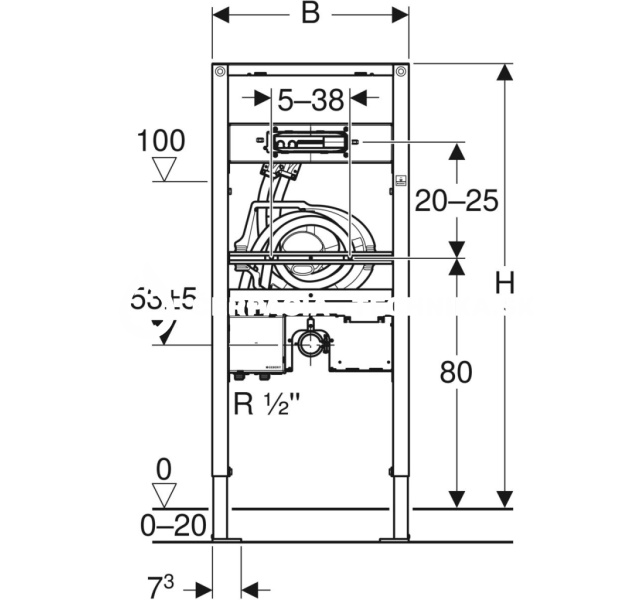 Geberit Duofix pre umývadlo, 112–130 cm, nástenná armatúra Geberit ONE s podomietkovou funkčnou krabicou 111.069.00.1