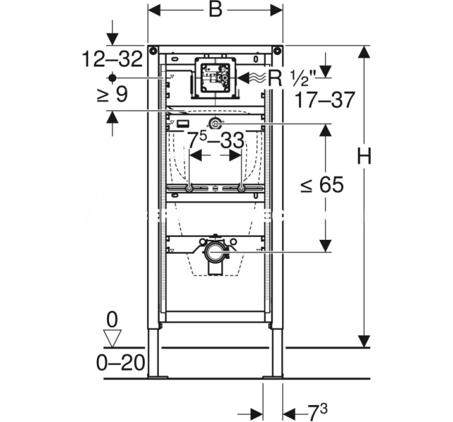 Geberit Duofix pre pisoár, 112–130 cm, univerzálny 111.616.00.1