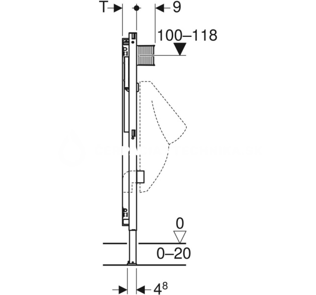 Geberit Duofix pre pisoár, 112–130 cm, univerzálny 111.616.00.1