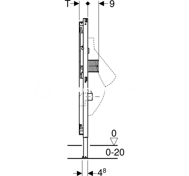 Geberit Duofix pre pisoár, 112–130 cm, univerzálny, pre skryté ovládanie splachovania pisoárov 111.689.00.1