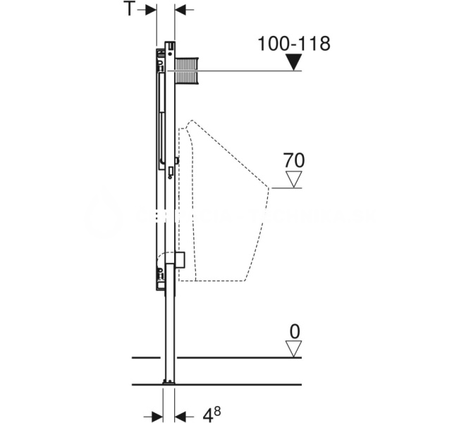 Geberit Duofix pre pisoár, 112–130 cm, univerzálny, pre rozprašovaciu hlavu 111.676.00.1