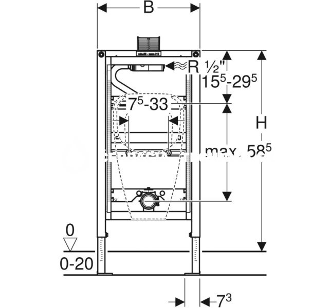 Geberit Duofix pre pisoár, 98 cm, univerzálny, pre ovládanie zhora 111.617.00.1