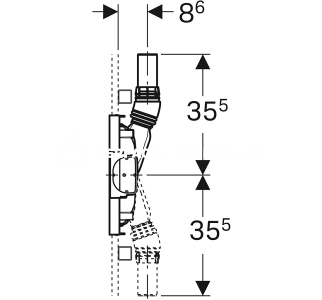 Geberit Duofix pre sprchu, 50 cm, s odtokom v stene, pre výšku poteru v mieste odtoku 65–90 mm 111.593.00.1