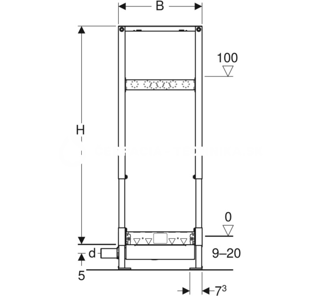 Geberit Duofix pre sprchu, 130 cm, s odtokom v stene, nadomietkvá nástenná armatúra, pre výšku poteru v mieste odtoku 90–200 mm 111.587.00.1