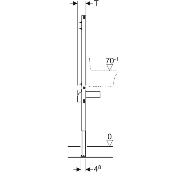 Geberit Duofix pre výlevku, 130 cm, nadomietková nástenná armatúra 111.450.00.1