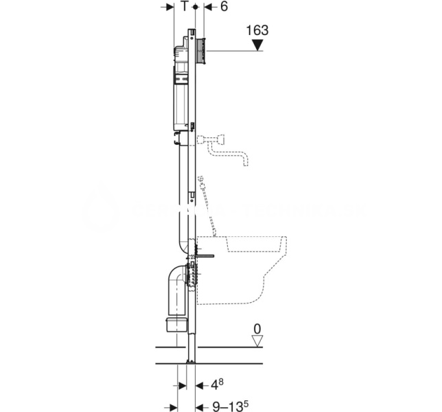 Geberit Duofix pre výlevku, 175 cm, s podomietkovou splachovacou nádržkou Sigma 12 cm, nadomietková nástenná armatúra 111.565.00.1