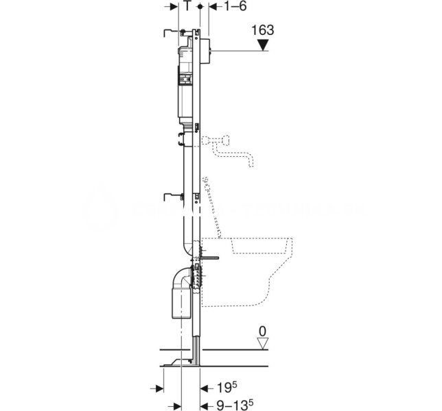 Geberit Duofix pre výlevku, 175 cm, s podomietkovou splachovacou nádržkou Delta 12 cm, nadomietková nástenná armatúra 111.569.00.1