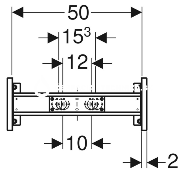 Traverza Geberit Duofix pre nadomietkovú nástennú armatúru, variabilná poloha armatúry 111.787.00.1