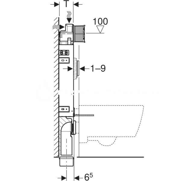 Geberit Kombifix pre závesné WC, 108 cm, s podomietkovou splachovacou nádržkou Sigma 12 cm 110.300.00.5