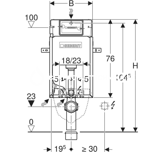 Geberit KombifixBasic pre závesné WC, 108 cm, s podomietkovou splachovacou nádržkou Delta 12 cm 110.100.00.1