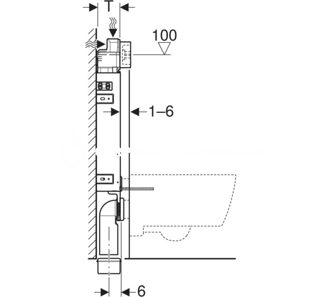 Geberit KombifixBasic pre závesné WC, 108 cm, s podomietkovou splachovacou nádržkou Delta 12 cm 110.100.00.1