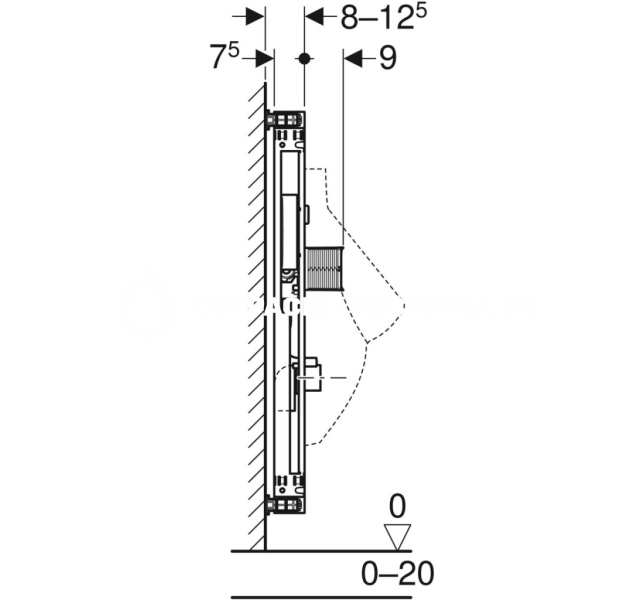 Geberit Kombifix pre pisoár, 109–127 cm, univerzálny, pre skryté ovládanie splachovania pisoárov 457.689.00.1