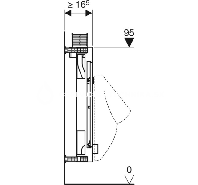 Geberit Kombifix pre pisoár, 98 cm, univerzálny, pre ovládanie zhora 457.612.00.1